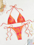 2025 Triangle Halter String Bikini Women Printed Swimwear Female Sexy Swimsuit Bathers Bathing Swimming Swim Suit Beachwear