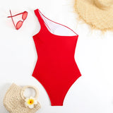 Vintage Black Swimwear Women 2026 Sexy One Shoulder Front Cross Hollow Out Slim One Piece Swimsuit Beach Bathing Suit Monokini