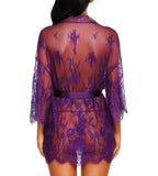 Romantic Lace Robe Set Women Sheer Floral Babydoll Lingerie Nightwear Belt Elegant Bridal Boudoir Sleepwear Mesh Nightgown