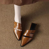 2026 New French Chunky Heel Pointed Toe Mule Slippers Women Fashion Spring Summer Retro Shoes Scuff Slippers