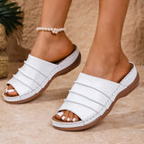 White Pu Leather Platform Sandals Women Lightweight Plus Size 36-43 Beach Sandles Woman 2025 Summer Wedges Slippers Female