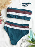 Sexy Striped Bandeau Bikini High Waist Swimsuit Women Swimwear Female Two Pieces Bikini Set Bather Bath Swimming Suit Beachwear