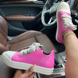 2025 Big Size 44 Women's Platform Skate Shoes Fashion Summer Black Pink Red Lace-up Men Sporty Vulcanize Casual Flat Shoes