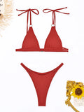 Ring Link Bikini 2025 Solid Sexy Swimsuit Women Padded Swimwear Female Bathers Bathing Swimming Swim Suit Beachwear
