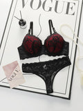 The Best-selling Sexy Gathering Style Lace Flower Adjustable Shoulder Strap Two-piece Set For Women's Underwear A3129