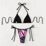 Sexy 4 Colors Printed Halter Padded Bikini Female Swimsuit Women Swimwear Two-pieces Bikini set Bather Bathing Suit Swim K4910