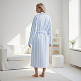 Women Fall Winter Warm Shawl Collar Robe Soft Long Sleeve Pocket Robe Spa Bathrobe Sleepwear Loungewear
