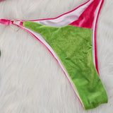 2025 Splicing Halter Velvet Bikini Female Swimsuit Women Brazilian Swimwear Two-pieces Bikini Set High Cut Bathing Suit Swim
