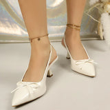 Bow Pointed Toe High Heels Sandals Women Fashion Design Stiletto Heeled Mules Sandals Woman Summer Plus Size 43 Slingback Shoes