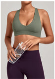 Sports Bra Gathered Neck Hanging Style Backless Tight Yoga Bra Women's Top Fitness Outdoorsports Pilates Training Gym Workout