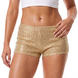 Women's Sequins Shorts Summer Low Rise Elastic Waistband Shorts Hot Streetwear