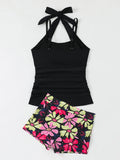 2026 Printed Floral Tankini Swimsuit Women 2 Pieces Halter Swimwear Female Bathers Bathing Swimming Swim Suit Beachwear XL