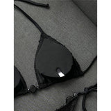 Halter Fishnet Bikini Women Swimwear Female Swimsuit Two-Pieces Bikini Set High Cut Leg Padded Bather Bathing Suit Swim V8339