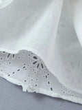 Foridol White Lace Cotton Dress V Neck Off Shoulder Sexy Beach Short Dress Summer Women Buttons Cut Out Mini Beach Sundress 2025
