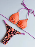 Leopard Halter Scrunch Butt Micro Thong Bikini Women Swimwear Female Swimsuit Two-pieces Bikini Set Bather Bathing Suit Swim