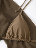 4PCS with Mesh Sarong Cover Up Long Sleeve Bikini Female Swimsuit Women Swimwear Four-pieces Bikini Bathing Suit Swim Beachwear