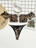 Ruffled Frilled Off Shoulder Bikini Women Swimsuit Female Swimwear Two Pieces Bikini Set Bandeau Bather Bathing Suit Swim Lady