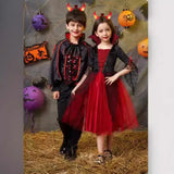 Kids Vampire Costume Gothic Halloween Dress with Accessories
