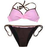 Neon Strip Swimsuit Women 2026 Sexy 2-piece Low Waist Bikini Sexy V-neck Suspender Backless Swimwear Summer Beach Bathing Suit