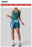 Cross Back V-neck Short Yoga Jumpsuit Women Quick Drying Solid Sleeveless Sports One Piece Suit Outdoor Recreation Bodysuits