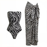 New Zebra Leopard Printed Swimsuit With Cover Up Women Swimwear Sexy Swim Suit Bikinis Female Bodysuit Bathing suit Beachwear