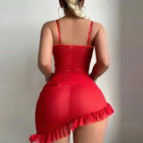 Women's Lace Sexy Lingerie Summer Transparent Dress Underwear Nightdress Delicate Nightgown with Panties Babydolls