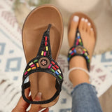 Fashion Mix Color Bohemian Sandals for Women 2025 New Clip-Toe Flat Heels Gladiator Shoes Woman Pu Leather Non-Slip Sandals