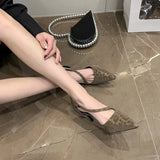 Summer High Heel Women Mules Sandals Fashion Pointed Toe Leopard Shoes Design Style Banquet Party