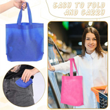 ABQR 50 Pieces Non Woven Reusable Bags Multi Color Tote Gift Bags Colored Blank Tote Bags Bulk Fabric Grocery Bags