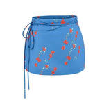 Vacation Vietnam Low-waist Cross-strap Mini Skirt For Women Summer Fresh Print Slim-fit Bodycon Ultra-short Skirt Elegant H1YO