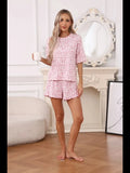 Leopard Print Pajama Set for Women Summer Sexy Crop Top and Shorts Loungewear Loose Short Sleeve Sleepwear Home Outfit
