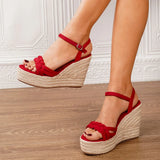 2025 Leisure Big Size 43 Summer Platform Espadrilles Sandals Women Ankle Strap 11.5cm High Heels Party Comfortable Wedges Shoes