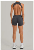 Women's Seamless Yoga Jumpsuits Sports Running Fitness Backless Sleeveless Hip-lifting One-piece Workout Gym Shorts Bodysuits