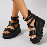 Super High Heel Women Sandals  Inner Height Increase Wedge Sandals for Women Peep-toe Platform High Heeled Sandals Sandalias