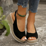 Lightweight Peep Toe Wedges Sandals Women 2026 Summer Back Strap Platdorm Sandles Woman Plus Size 43 Comfy Thick Sole Sandalias