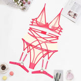 Toucheart 4 Piece Set Bra Set Nude See-Through Mesh Contrasting Color Hemmed Sexy Underwear For Women Girdle Garter Belt Suit