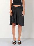 Summer Solid/Stripe/Plaid Midi Skirts for Women Casual Elegant A-Line Skirt for Beach Vacation Streetwear