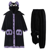 Cartoon Bat Plush Women's Pajamas Robes Anime Nightgown Winter Kawaii Animal Night Dress Halloween Party Vampire Cosplay Costume
