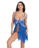 Toucheart Sexy Lingerie Set Women's Lace Nightgown Mesh See-through Suspender Dress Lace Patchwork Sexy Ultra Thin Pajama Set