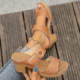 Hook Loop Thick High Heel Sandals Women Hollow Out Summer Beach Sandles Woman Plus Size Anti-Slip Platform Sandalias De Mujer