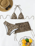 3 Pieces Triangle Halter Bikini 2026 Women & Beach Skirt Swimwear Female Printed Swimsuit Bathers Bathing Swimming Swim Suit