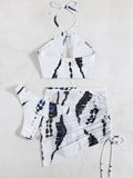 3 Pieces Thong Bikini 2026 Women Halter Swimwear Female Swimsuit With Skirt Beach Wear Printed Bathing Suit Summer Swimming