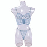 Toucheart Sexy Lingerie Mesh Embroidered Flowers Underwire Fishbone Sexy Floral Transparent Lace Underwear Sexy Lingerie Suit