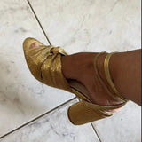 NASBAVI Straps Women's Sandals Summer Shoes Luxury Peep Toe Flip Flops Round High Heels Gold Party Dance Wedding Shoes Ladies