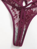 Sexy Hollow Out Thong Woman Colorful Lace Panties Pink Wine Red Black Blue 4 Pieces C864