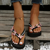 Luxury Crystal Butterfly Wedge Heel Flip Flops Women Fashion Clip Toe Thick Bottom Slippers Woman Summer Beach Non Slip Slides