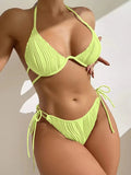 2026 Halter String Bikini Solid Push Up Swimsuit Women Sexy Swimwear Female Bathers Bathing Swimming Swim Suit Beachwear