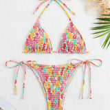 sexy floral print halter bikinis sets biquini high waist thong swimsuit Swimwear Biquini conjunto de bikini tankini beachwear