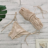 New Bandage Stripes Brazilian Bikini Swimwear Women's Swimsuit Two Piece Set Female Sexy Lace up Mujer Beachwear Summer