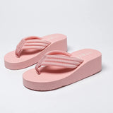 2026 Summer Beach Pink Flip Flops for Women Non Slip Weightlight Wedge Slippers Woman Fashion Thick Bottom Clip Toe Slides Mujer